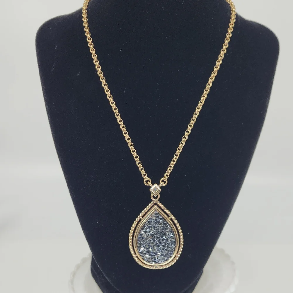 Brighton Vintage Crystal Rocks Teardrop Pendant Necklace - Picture 2 of 7